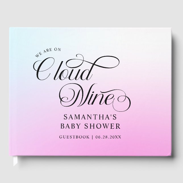 Livre D'or Moderne Pastel Pink Cloud Neuf Baby shower (Recto)