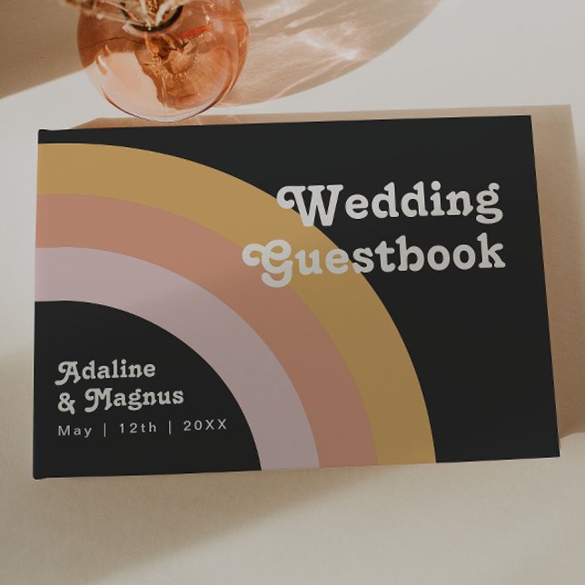 Livre d'or moderne Retro 70's Rainbow Dark Mariage (Créateur téléchargé)