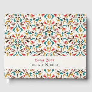 Livre D'or Moderne Romantique Élégant Mariage de couronne flo