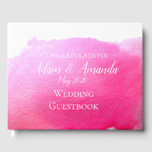 Livre D'or Moderne simple rose aquarelle art mariage