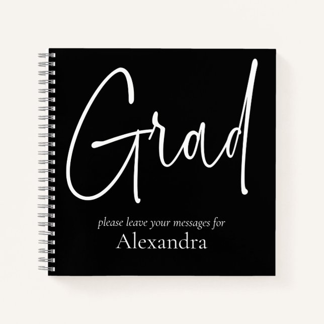 Livre d'or moderne White Text Grad Name Graduation (Devant)