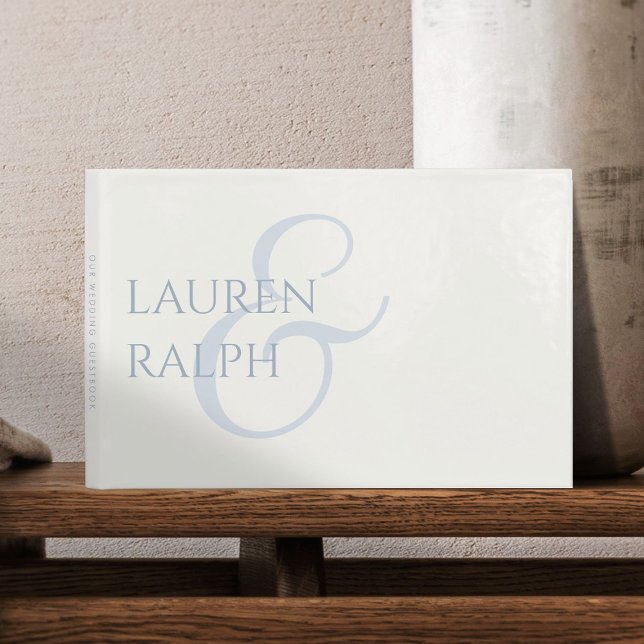 Livre D'or Monogramme à couple blanc et bleu chic (Créateur téléchargé)