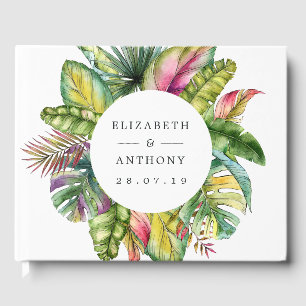 Livre D'or Monogramme aquarelle mariage tropical d'été sur la