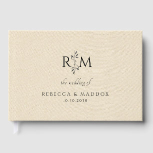 Livre D'or Monogramme Botanique Moderne Mariage Ivoire