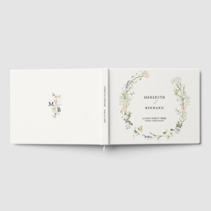 Livre D'or Monogramme de mariage aux fleurs sauvages rustique