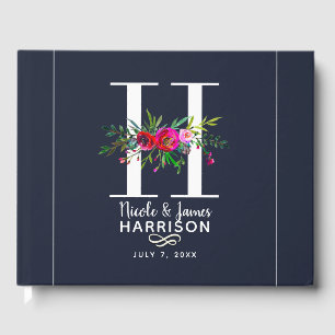 Livre D'or Monogramme initial lettre H floral nom mariage