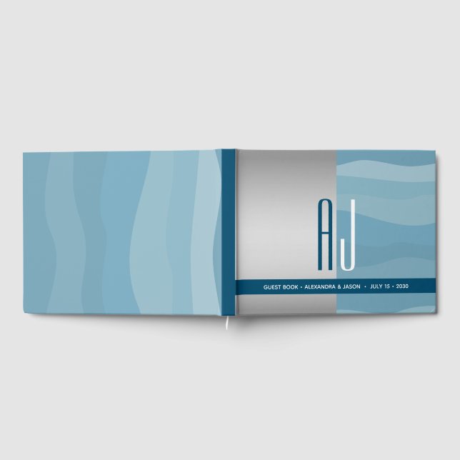 Livre D'or Monogramme Mariage bleu minimaliste (Complet)