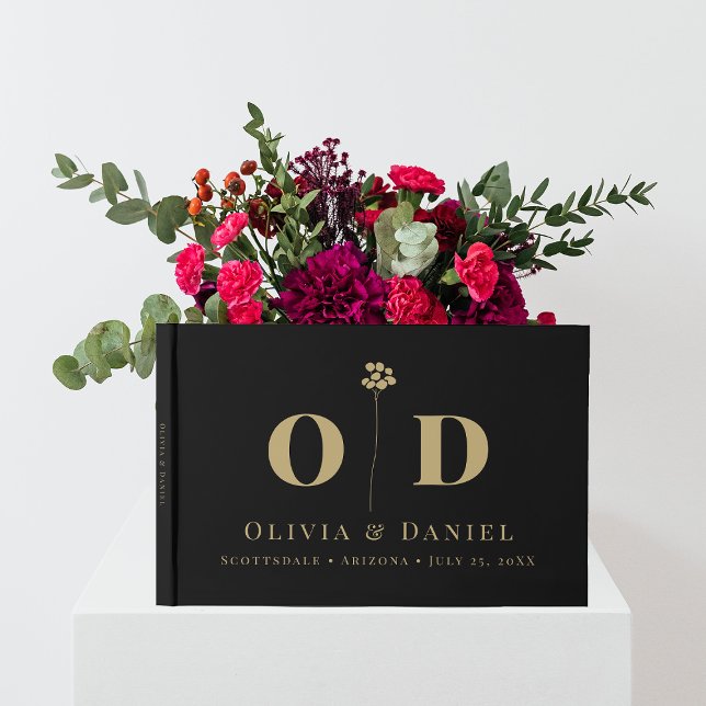 Livre D'or Monogramme mariage Élégant Moderne Minimal Personn (Créateur téléchargé)