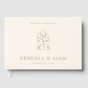 Livre D'or Monogramme Mariage Logo Monstera