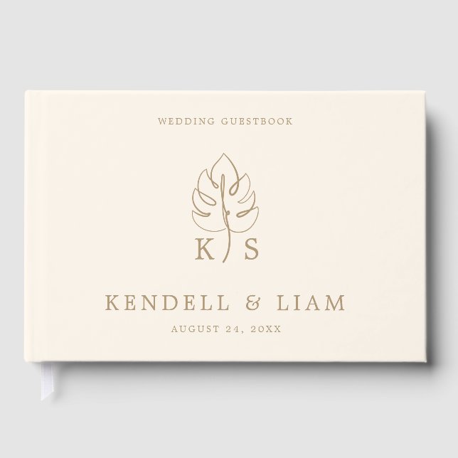 Livre D'or Monogramme Mariage Logo Monstera (Recto)