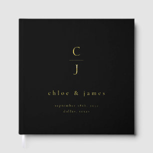 Livre D'or Monogramme mariage Moderne Minimale Noir Or
