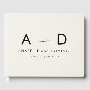 Livre D'or Monogramme minimaliste Élégant ivoire et Mariage n