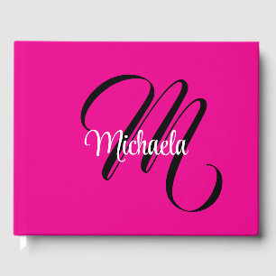 Livre D'or Monogramme minimaliste moderne initial nom rose ch