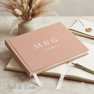 Livre D'or Monogramme personnalisé date élégant rose poudré