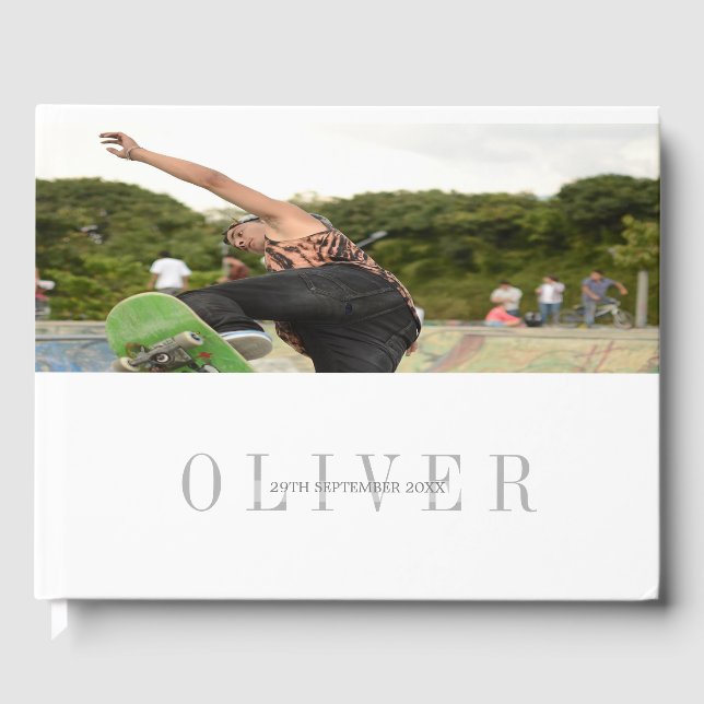 Livre D'or Monogramme photo personnelleModern Bar Mitzvah (Recto)