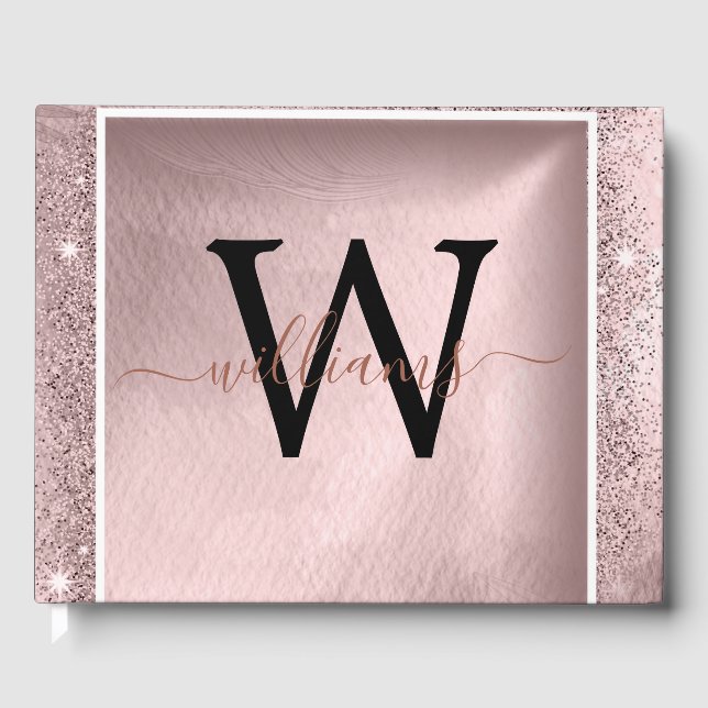 Livre D'or Monogramme rose Parties scintillant or (Recto)