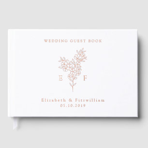 Livre D'or Monogramme simple Rose d'huile de cerisier de fleu