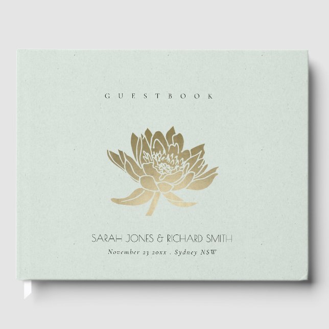 LIVRE D'OR MONOGRAPHIE FLORALE DE LOTUS D'ARGENT BLEU PALE GL (Recto)