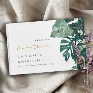 Livre D'or Monstère Tropical Green Foliage Mariage Feuilleté