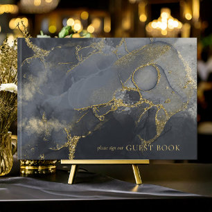 Livre D'or Moody Ink Charcoal Gold Abstrait ID988