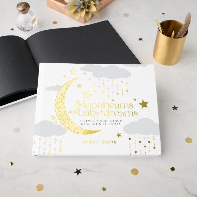 Livre D'or Moonbeams and baby dreams Foil Guestbook (Recto ouvert)