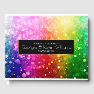Livre D'or Motif de Parties scintillant Rainbow Bokeh coloré