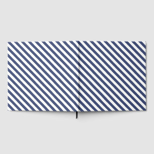 Livre D'or Motif de rayures diagonales bleu marine et blanc