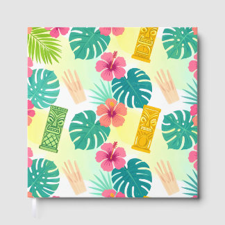 Livre D'or Motif Tiki Hawaïen Tropical pour Mariage Fêtes