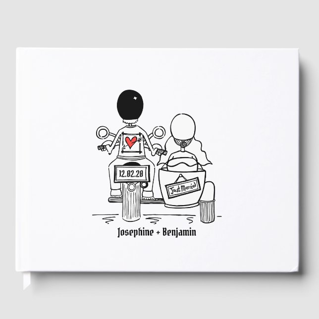 Livre D'or Moto et Mariage Sidecar personnalisés (Recto)