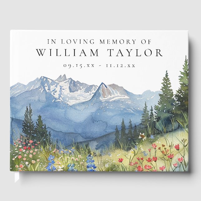 Livre D'or Mountain Floral In Loving Memory Funeral (Recto)
