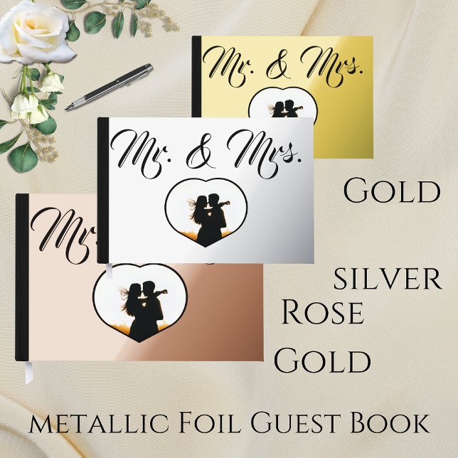 Livre D'or Mr & Mrs Elegant Modern Photo Heart Mariage (Créateur téléchargé)