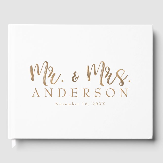 Livre D'or MR. & MRS. Gold Script Typographie Moderne Minimal (Recto)