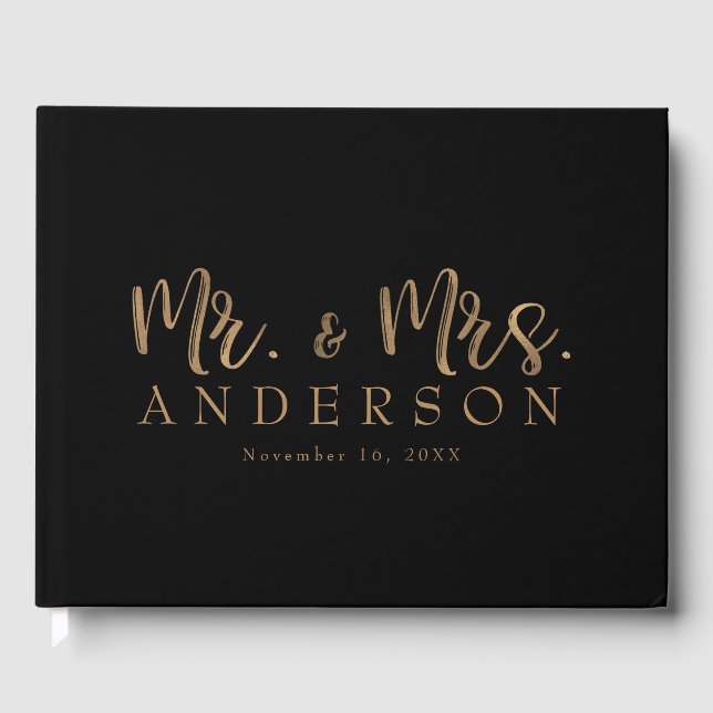Livre D'or MR. & MRS. Gold Script Typographie Moderne Minimal (Recto)