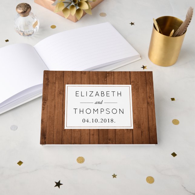 Livre D'or Mur de grange, Planches en bois, Planes, Mariage r (Recto ouvert)