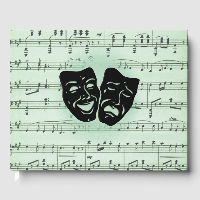 Livre D'or Musique verte et masques grecs de théâtre (Recto)