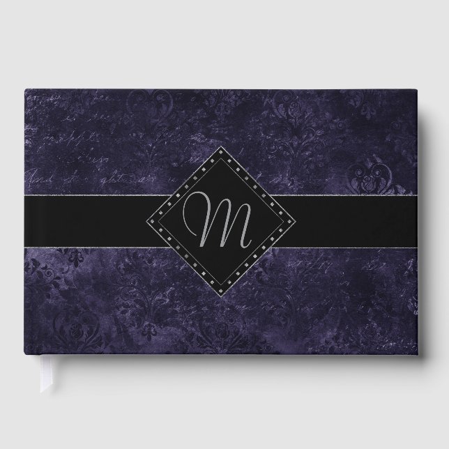 Livre D'or Mystic-Topaz Ombre | Monogramme rose violet bleu (Recto)