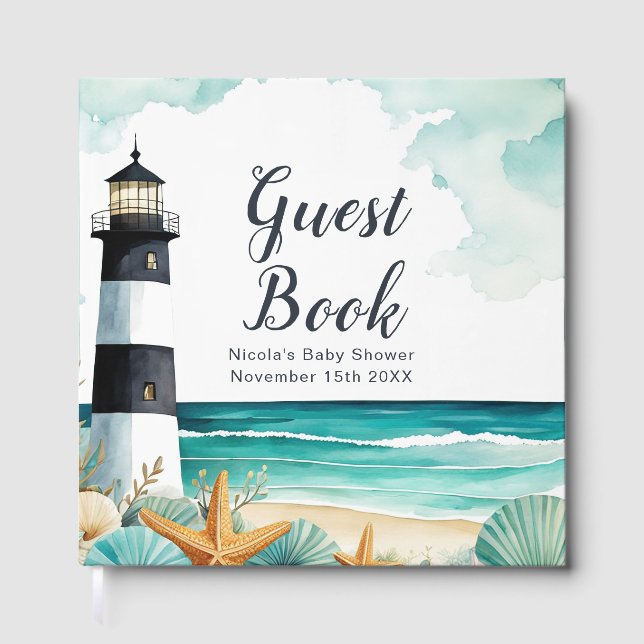 Livre D'or Nautical Lighthouse Baby Shower  (Recto)
