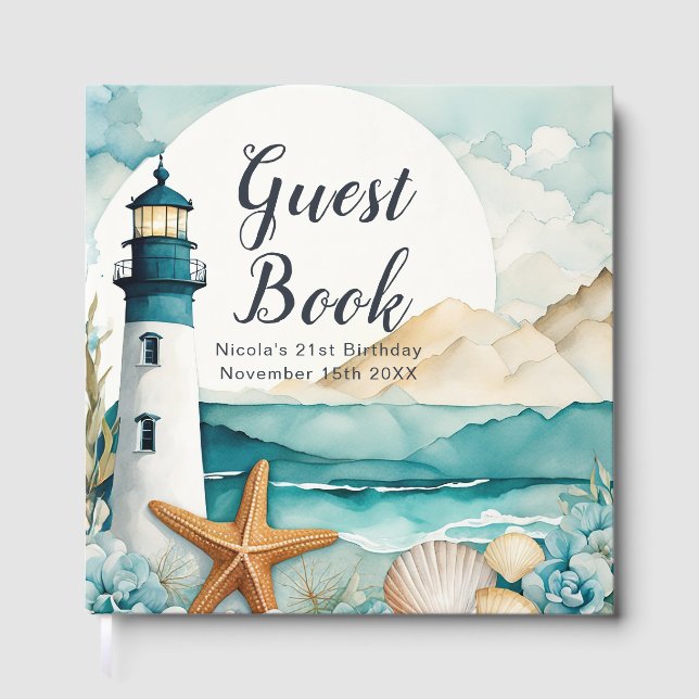 Livre D'or Nautical Lighthouse Birthday Party (Recto)