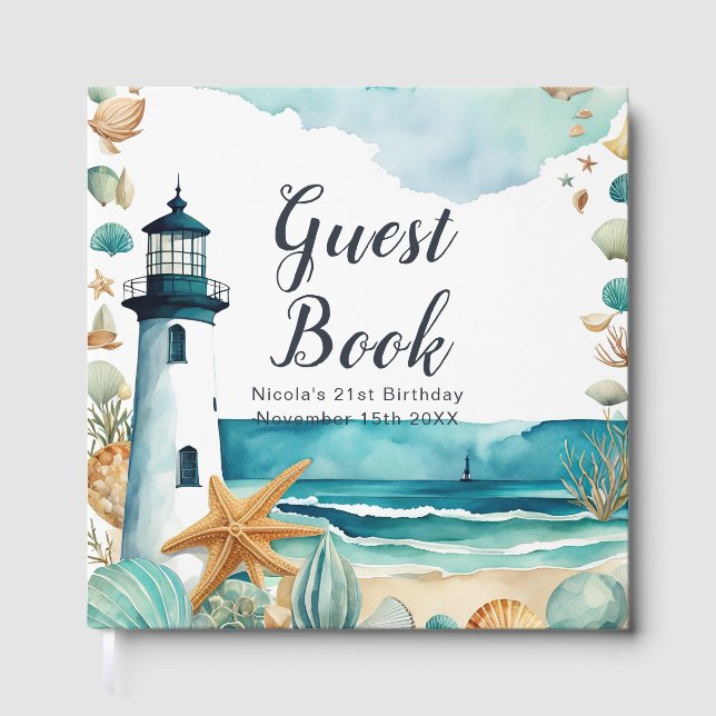 Livre D'or Nautical Lighthouse Birthday Party (Recto)