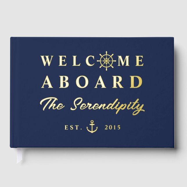 Livre D'or Nautical Welcome Aboard Add Name Boat (Recto)