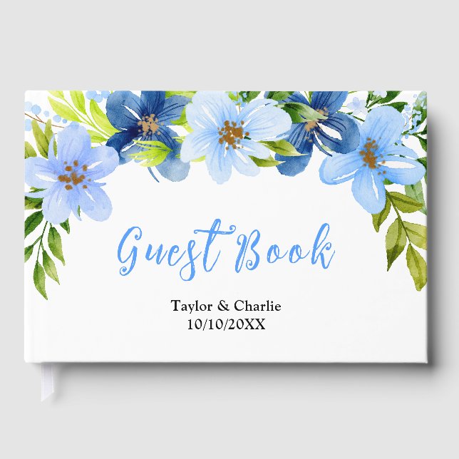 Livre D'or Navy and Baby Blue Floral Wedding (Recto)