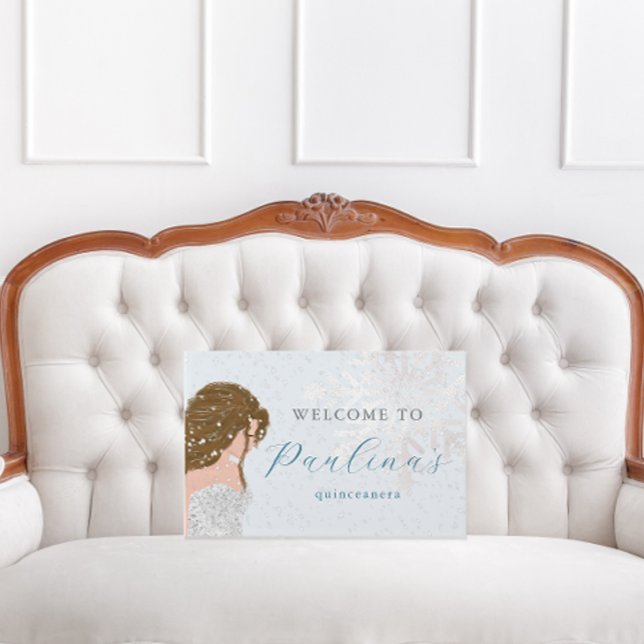 Livre D'or Neige hiver 15e anniversaire Quinceañera Bleu (Coordintating ice blue winter snow birthday quinceanera guest book design is pretty and delicate.)