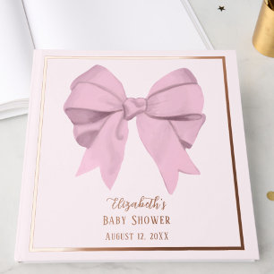 Livre D'or Nœud Rose Élégant C'est une Fille Baby Shower Rose