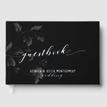 Noir Acanthus Argent Script Mariage élégant