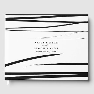 Livre D'or Noir blanc moderne Abstrait mariage Faveur