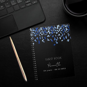 Livre d'or noir confetti bleu