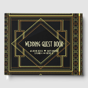 Livre D'or noir et or vintage grandes portes par mariage