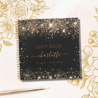 Livre d'or noir parties scintillant nom script