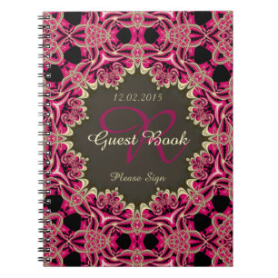 Livre d'or noir rose vintage Lacy Monogramme Livre