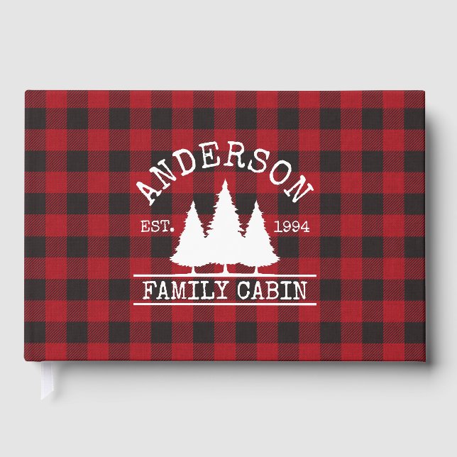 Livre D'or Nom de famille du cabine Red Buffalo Plaid (Recto)